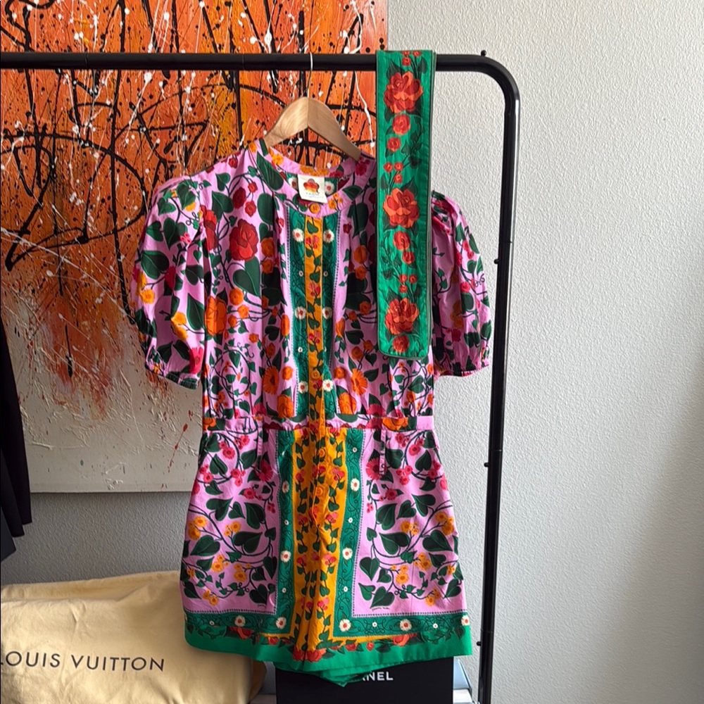 FARM Rio Pink and Green Floral Romper